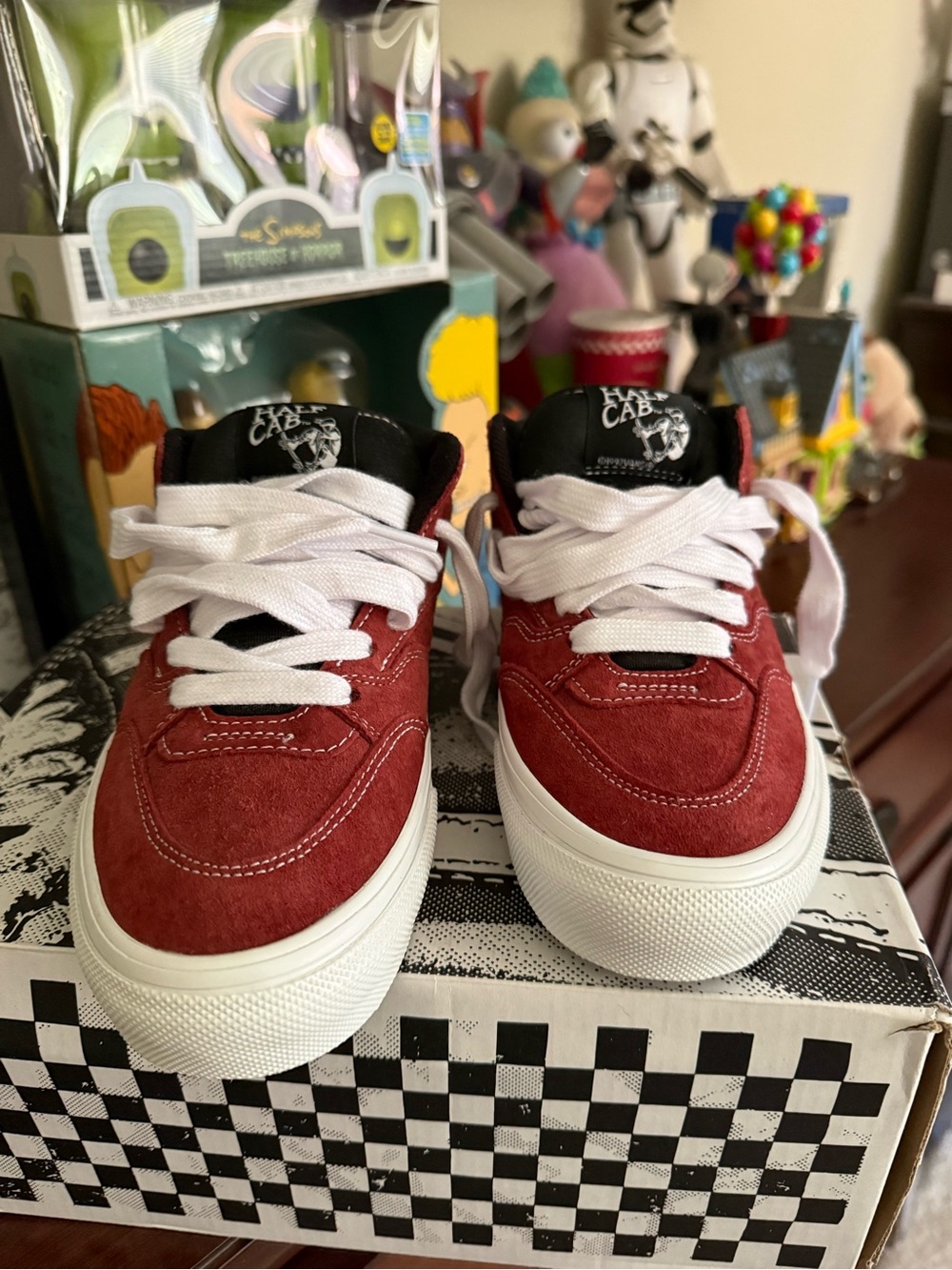 Vans Skate Half Cab Brick Red Suede with White Soles